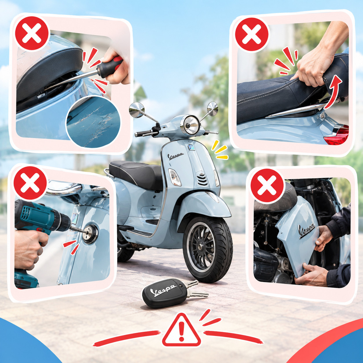 Những điều không nên làm khi mất chìa khóa Vespa