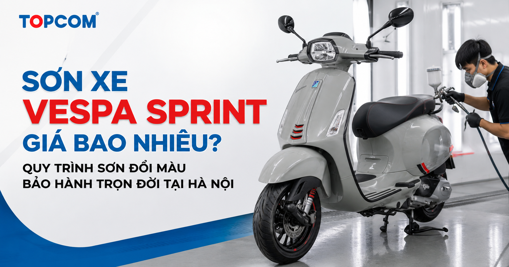 Sơn xe Vespa Sprint giá bao nhiêu Quy trình sơn đổi màu bảo hành trọn đời tại Hà Nội 