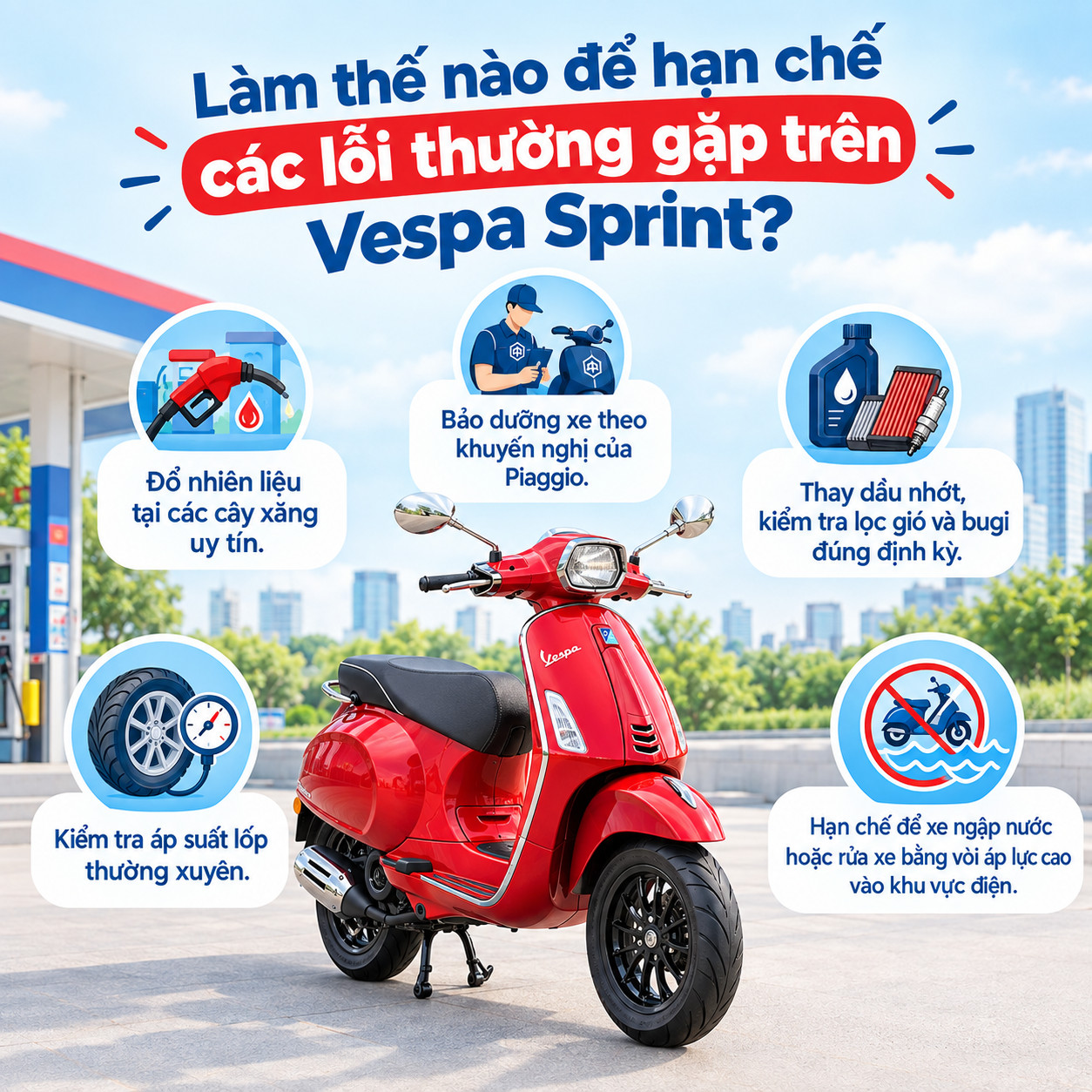làm thế nào để hạn chế các lỗi thường gặp trên vespa sprint