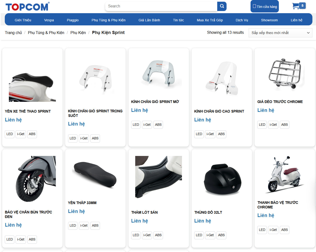 Một số loại phụ tùng, phụ kiện cho Vespa